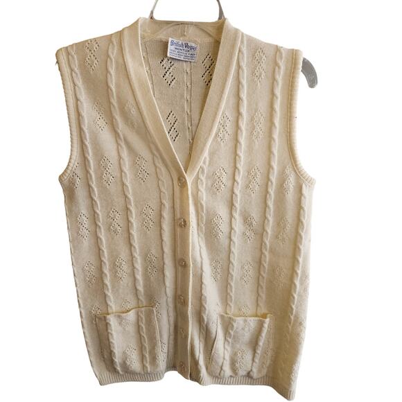 Vintage Jackets & Blazers - Softwear Vintage Cream Knit Vest